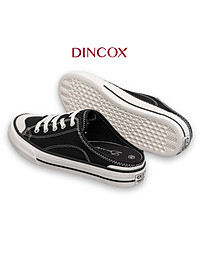 Giày Sục Đạp Gót Mules Vải Sneaker Unisex Tăng Chiều Cao 4cm DINCOX E10 Black