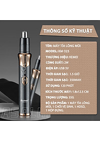 Máy tỉa lông mũi Kemei KM-323 dùng pin sạc USB tiện lợi - Hàng chính hãng