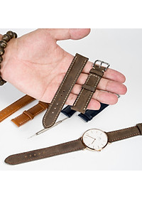 Dây đồng hồ da bò Vintage Bụi Leather D111 - Da thật khâu tay thủ công cao cấp - Bảo hành 12 tháng