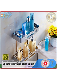 Kệ nhà tắm inox 304 HT SYS - Kệ để đồ phòng tắm 2 tầng đa năng - Chất liệu inox 304 cao cấp - Tích hợp móc treo đồ - LOẠI DÀY - Hàng Chính Hãng