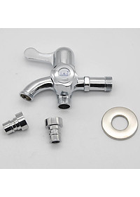 Vòi nước 2 đầu ra đa năng XRUI-HK, Vòi kép 2 van khóa gắn tường dành cho máy giặt