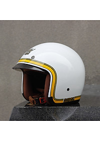 Nón bảo hiểm Royal M139 kính âm V10 trắng line vàng
