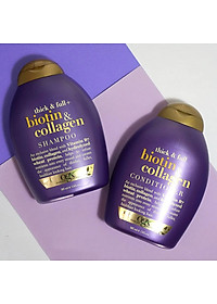Bộ Dầu Gội Và Xả OGX Thick And Full Biotin & Collagen Của Mỹ 385ml, giảm xơ rối, gãy, rụng, cho tóc dày và suôn mượt