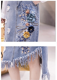 Chân váy jean thiết kế ngang gối 06 C001