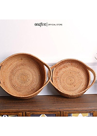 Khay Mây Guột ONGTRE Đựng Trái Cây, Decor Phòng Khách tiện lợi