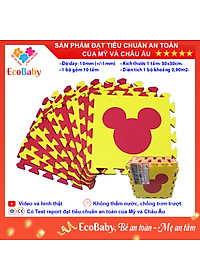 Bộ 10 tấm Thảm xốp cho bé ECOBABY, thảm xốp đạt tiêu chuẩn Mỹ và Châu Âu, độ dày khoảng 1cm, kích thước 1 tấm 30x30cm - Mickey