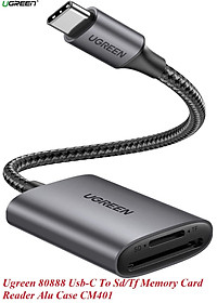 Ugreen UG80888CM401TK SD/TF chuẩn USB 3.1 Type C Đầu đọc thẻ nhớ vỏ nhôm cao cấp - HÀNG CHÍNH HÃNG