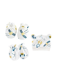 Set mũ, bao tay, bao chân cao cấp cho bé sơ sinh từ 0 - 6 tháng tuổi