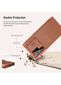 Bao da chống sốc cho dành cho Samsung Galaxy S22/ S22 Plus/ S22 Ultra hiệu Nillkin Qin Pro trang bị nắp bảo vệ Camera (Chất liệu da cao cấp, có ngăn đựng thẻ, mặt da siêu mềm mịn) - hàng nhập khẩu