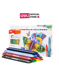 Bút sáp màu 12/18/24 màu an toàn cho bé Deli - Phù hợp cho học sinh mẫu giáo tiểu học cấp 1 tập vẽ tô màu 