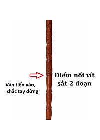 Gậy chống cho người già KT 90CM - Đầu thân chạm rông gỗ hương tự nhiên