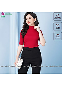 Quần baggy nữ Hiền Trần BOUTIQUE cạp cao form dáng đẹp đồ công sở đai vải vuông cúc lệch