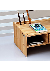 Kệ để máy tính đa năng KM03 kệ màn hình máy tính để bàn bằng gỗ bền chắc mẫu đẹp có hộc cất bàn phím ngăn để tài liệu