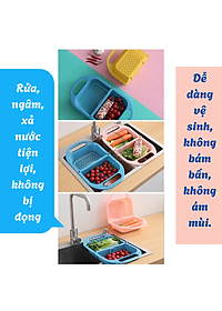 Rổ Rửa Thực Phẩm Kèm Thau Tiện Lợi -Rổ Nhựa Thông Minh Đa Năng Cho Nhà Bếp -Rổ Xả Nước Gập Gọn Cầm Tay -Rổ Rửa Rau Gập Gọn