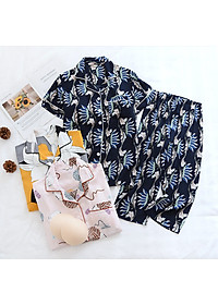 Bộ Đồ Pijama Nữ Mặc Nhà, Quần Áo Ngủ Nữ Ngắn Tay Azuno BN196 Chất Liệu Cotton Lụa Cho Mùa Hè 