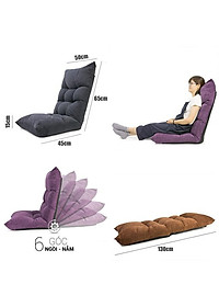 Ghế Bệt Tựa Lưng Tatami Kiểu Nhật Điều Chỉnh 5 Cấp Độ, Vỏ Nhung Cực Mịn Ko Bị Xẹp- Hàng Loại 1- Chính Hãng MINIIN