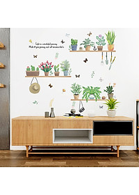 Decal giấy dán tường kệ xương rồng  XL7249