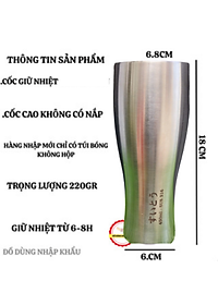 Ly giữ nhiệt ly bia dáng cao 450ml Inox 316 hàng nhập bãi chưa qua sư dụng