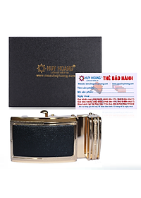 HJ9113-14-34 - Đầu khóa da bò Huy Hoàng 3,5 phân đầu vàng màu đen, nâu, vàng bò