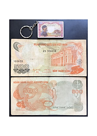 Tiền Xưa 500 Đồng Hoa Văn Việt Nam +Tặng Kèm Móc Khóa Hình Tờ Tiền Xưa [Tiền Xưa Sưu Tầm]