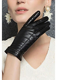 Găng tay nữ da cừu đơn giản BHY8618 Bao tay nữ lót lông giữ ấm, chống ngấm nước tốt.