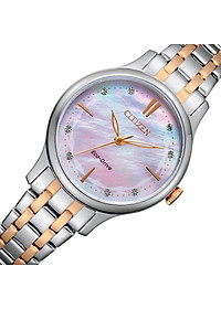 Đồng Hồ Nữ Citizen Đính Đá Swarovski Dây Thép Không Gỉ EM0896-89Y - Mặt Xà Cừ