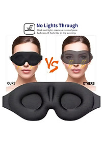 Bịt Che Mắt Ngủ 3D Kèm Bịt Tai Văn Phòng, Trên Xe Ô tô, Máy Bay, Thoáng Khí, Mềm Mại Cho Giấc Ngủ Ngon, Mặt Nạ Ngủ. Du Lịch Dã Ngoại Phượt Thiền MÀU ĐEN