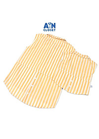 Bộ quần áo ngắn cho mẹ họa tiết Kẻ vàng trắng cổ sơ mi linen cotton - AICDMEXU7K6V - AIN Closet