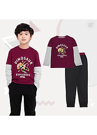 Bộ bé trai thu đông BIGFOX - MISS MEOW size đại, bộ dài tay cho bé hình in khủng long cỡ trẻ em 3-11 tuổi 11 - 37 kg