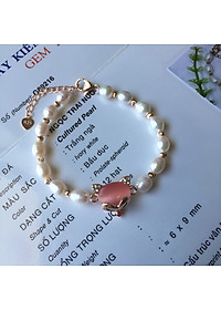 Combo lắc tay Hồ Ly, chất liệu Ngọc Trai thật, cấu trúc vân tay, Màu Trắng Ngà, hạt bầu dục 6li, kèm Giấy kiểm định sản phẩm mẫu tại SJC, Kèm hộp đựng Hoa Hồng – Mẫu Luxi green – CownX.03