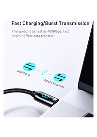 Cáp sạc nhanh Baseus C to C 100W màn led, Cáp sạc nhanh 100W Baseus Display Fast Charging Data Cable Type C to C 100W (20V/5A) - Hàng chính hãng