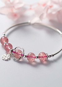 Vòng tay bạc đá thạch anh dâu mệnh hỏa, thổ - Ngọc Quý Gemstones