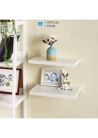 Bộ 2 Kệ Gỗ Thanh Ngang Trang Trí Treo Tường Màu Trắng Gỗ Chống Ẩm Dày 25mm SIB Decor KT005