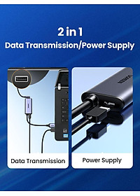Ugreen UG70693CM323TK 4K 60hz Bộ chuyển đổi HDMI sang USB Type-C màu ghi xám có cổng cấp nguồn micro usb 5v - HÀNG CHÍNH HÃNG