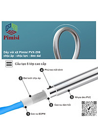 Vòi Xịt Bồn Cầu Vệ Sinh Phòng Tắm Pimisi PVX-206 Chịu Áp Lực Nước Lớn Như Chung Cư, Nhà Cao Tầng Hay Máy Tăng Áp Mạ Màu Inox, Với Tay Xịt Toilet WC Chìm Chống Gãy - Bể - Vỡ Và Dây Nhựa Dẻo Cao Cấp - Mềm - Trơn Bề Mặt | Hàng Chính Hãng