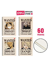 Sổ tay ghi chép gáy xoắn kẻ ngang A5 B5 60 trang hình Vua cướp biển One Piece Deli - Phù hợp học sinh văn phòng - Mẫu ngẫu nhiên - EN004