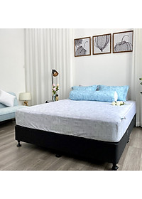 Bộ ga giường  KBedding by Everon KMTP 114 Microtencel Xám phối xanh (4 món)