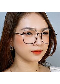 Gọng Kính Cận, Kính Giả Cận Chống UV Mắt Vuông To Gọng Bạc, Đen Kim Loại Viền Lấp Lánh Hàn Quốc - BLUE LIGHT SHOP