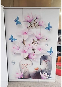 Tủ quần áo nhựa đài loan cao cấp 3 cánh 2 ngăn kéo in hình 3d ngẫu nhiên