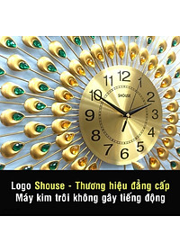 Đồng Hồ Treo Tường Con Chim Công Kim Trôi A25 Nghệ Thuật Cao Cấp Shouse hiện đại 3D kích cỡ lớn đẹp treo phòng khách