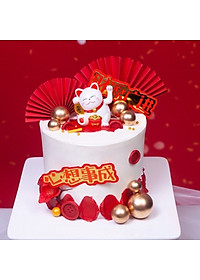 Mèo Thần Tài May Mắn 7cm Nhựa Silicon