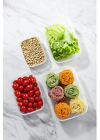 Bộ 3 hộp thực phẩm chữ nhật Hokkaido size 500-1000-2000ml - cam