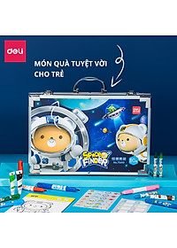 Hộp Bút Màu Tô Vẽ Tranh Cho Bé Đầy Đủ Các Dạng Màu Deli - Kèm Sticker Khay Pha Màu Tẩy Bút Chì Gọt Bút Đi Nét Tranh Tô Màu - Quà Tặng Cho Bé 