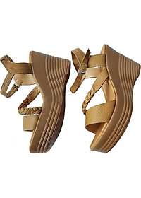 Giày Sandal Nữ Đế Xuồng BIGGBEN Da Bò Thật SDX19