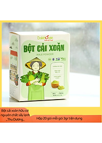 Bột cải xoăn hữu cơ sấy lạnh Dalahouse - Hộp 20 gói 3gr tiện lợi - Đào thải độc tố, chống ô xy hóa, bổ sung can xi hữu cơ cho cơ thể