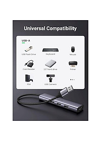Ugreen UG20805CM473TK 5Gbps vỏ nhôm Bộ chia USB 3.0 1 ra 4 cổng USB hỗ trợ nguồn Type-C - HÀNG CHÍNH HÃNG