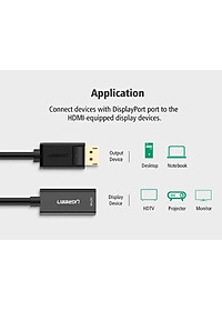 Ugreen UG40363MM137TK Màu Đen Cáp chuyển đổi DisplayPort sang HDMI V1.4 hỗ trợ phân giải 4K 2K - HÀNG CHÍNH HÃNG