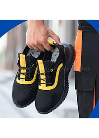 Giày bảo hộ lao động JB905 dáng thể thao siêu nhẹ màu vàng đen ,có mũi thép chống va đập, đế lót thép chống đâm xuyên