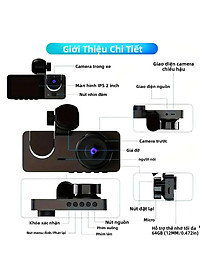 Camera Hành Trình Wifi 2 Mắt Màn Hình IPS 2.0 FHD 1080P 12MP 30fps IR/Mic Quay Chụp Rõ Nét Kết Nối Android/iOS