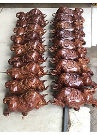 Cặp bò tót bằng gỗ trắc đỏ đen kt 20×9×10cm